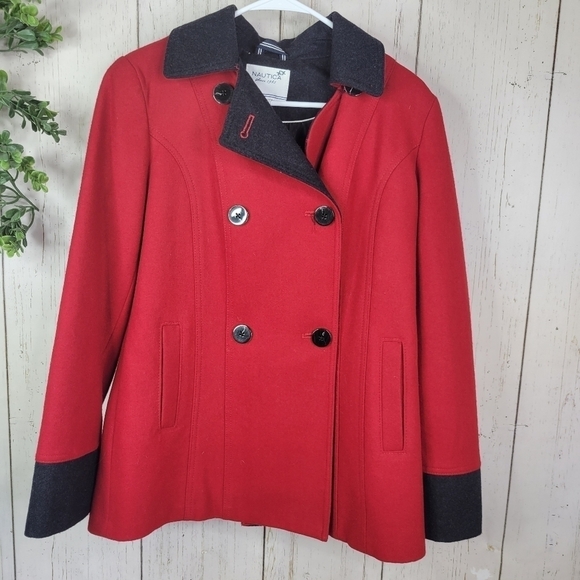 NAUTICA red Wool boend peacoat medium - Picture 1 of 10